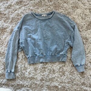 Z Supply Croppes Blue Crew Neck Sweatshirt